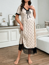 Moonlight&Mama Maternity Dress Art.296154 Beige Short sleeve maternity/nursing nightgown