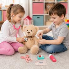 Puidust väikese arsti komplekt, meditsiinikott lastele 26 elementi ECOTOYS