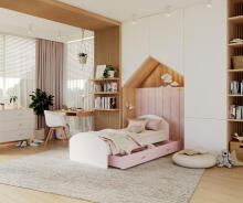 AJK Cross Plus Art.297429 White/Pink Stiilne noortevoodi sahtli ja madratsiga, 200x90 cm