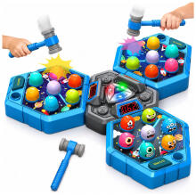 Whack-A-Mole Creatures Arcade Game For 3 Players 3 Modes Glowing Hammers