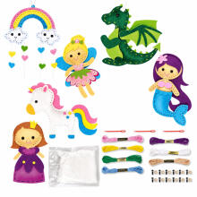 Creative Set of Felt Sewing Plush Toys Fairytale Land DIY 6 pcs.