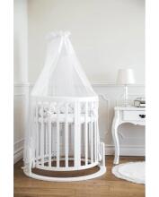 Waldin Oval Baby Collection Bed Crib  7 in 1 Art.297541 White Multifunktsionaalne puidust 7-ühes transformeeriv võrevoodi
