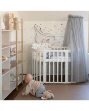 Waldin Oval Baby Collection Bed Crib  7 in 1 Art.297541 White Multifunktsionaalne puidust 7-ühes transformeeriv võrevoodi