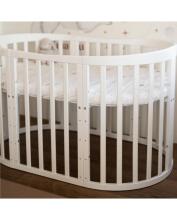 Waldin Oval Baby Collection Bed Crib  7 in 1 Art.297541 White Multifunktsionaalne puidust 7-ühes transformeeriv võrevoodi