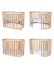 Waldin Oval Baby Collection Bed Crib  7 in 1 Art.297542 Natural Wood Multifunktsionaalne puidust 7-ühes transformeeriv võrevoodi