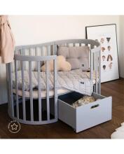 Waldin Oval Baby Collection Bed Crib  7 in 1 Art.297543 Grey Multifunktsionaalne puidust 7-ühes transformeeriv võrevoodi