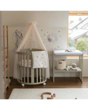 Waldin Oval Baby Collection Bed Crib  7 in 1 Art.297544 Olive Multifunktsionaalne puidust 7-ühes transformeeriv võrevoodi