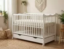 Elf Bed Juniper Drawer Art.298077 White Puidust beebivoodi hoiuruumiga (120x60 cm)