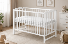 Elf Bed Petal II Art.2981412 White/Grey  Puidust beebivoodi 120x60 cm