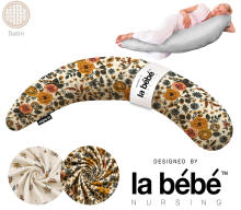 La Bebe™ Moon Satin Art.55502 Classic Rose Large Maternity & Nursing Pillow with Premium Polyester Ball Fiber Filling (Extra Soft, Silent & Resilient Fill) 36×195 cm