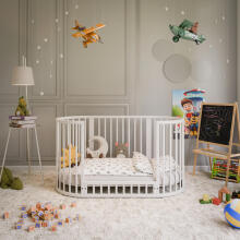 Elf Bed Crib Ovi  3 in 1 Art.298149 Cashmere Multifunktsionaalne puidust 3-ühes transformeeriv võrevoodi