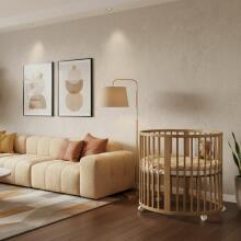 Elf Bed Crib Roundy  Art.298160 Cashmere Stiilne ümmargune puidust võrevoodi