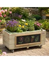 Classic World Wooden Planter on Wheels for Children with Chalkboard