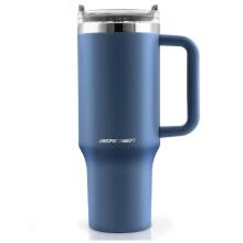 Vacuum thermos mug with straw set 1180 ml Berdsen navy blue