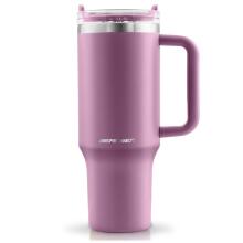 Vacuum thermos mug with straw set 1180 ml Berdsen pink