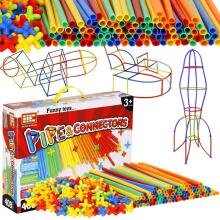 Construction Straws Set Springos KG0032, 408 pcs, Colorful Tubes and Connectors