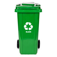240L large wheelie bin with rubber wheels – green for glass waste