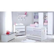 Klups Dalia Set Art.299155 White Puidust beebivoodi (120x60 cm) ilma pesukastita + kookoskiust madrats (120x60x8 cm)+kummut