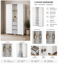 Klups Dalia Set Art.299161 White/Grey Komplekt: puidust beebivoodi (120x60 cm, ilma sahtlita) + kookoskiust madrats (120x60x8 cm) + mähkimisplaadiga kummut + riidekapp.