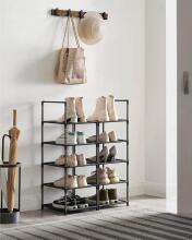 Metal Shoe Storage Art.299215 Black Shoe rack, metal cabinet with shelves 33 x 33 x 173 cm