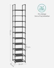 Metal Shoe Storage Art.299215 Black Shoe rack, metal cabinet with shelves 33 x 33 x 173 cm
