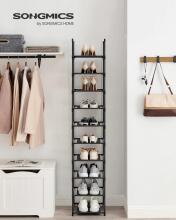 Metal Shoe Storage Art.299215 Black Shoe rack, metal cabinet with shelves 33 x 33 x 173 cm