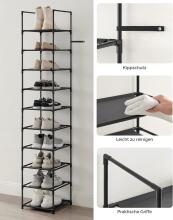 Metal Shoe Storage Art.299215 Black Shoe rack, metal cabinet with shelves 33 x 33 x 173 cm