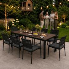Suur 8-kohaline aiapink 180x90 cm terrassile aeda pruun laud MultiGarden