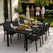 Suur 8-kohaline aiatabel 180x90 cm terrassile aeda must MultiGarden