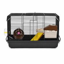 Rodent cage for hamsters & mice, accessories, carry handle, black, Petsi