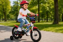 Esperia Kids Bike Panda White/Green 14' Art.9770 Laste jalgratas täispuhutavate rataste ja terasraamiga