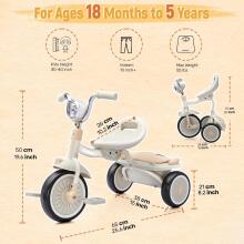 UBRAVOO Baby Tricycle Art.76891  Laste kolmerattaline, kokkupandav väikelapse kolmerattaline pedaalidega
