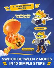 Super Wings Transforming Paul Art.EU760965 Muutuv põranda- ja loomajõupall, umbes 12,3 cm